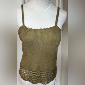 Grace Knitwear women’s Sz M camisole tank top green w spaghetti straps EUC